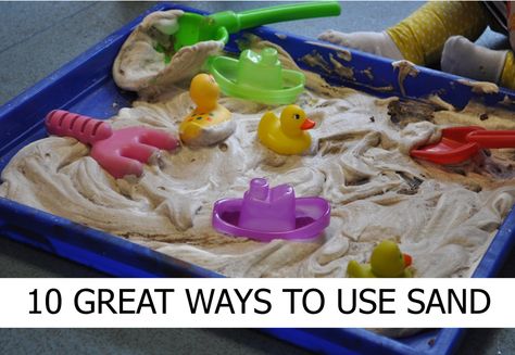 Different ways to use sand. Early Years Sand Tray Ideas, Sand Tray Ideas, Sand Tray Ideas Eyfs, Thrive Activities, Sand Play Dough, Sensory Tray, Play Sand, Rock Border, Sand Tray