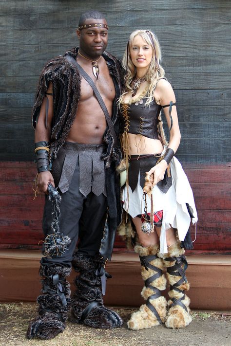 barbarian costumes for reniassance faire designed by nicole beckett Ren Fest Barbarian, Barbarian Invasion Costume, Ren Faire Barbarian, Barbarian Costume Women, Barbarian Woman Costume, Diy Viking Costume, Viking Costume Men, Womens Viking Costume Diy, Barbarian Outfit