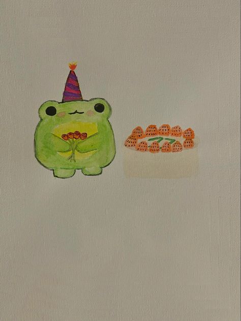 Bday Doodles, Party Frog Drawing, Doodle Frog, Frog Birthday Cards, Frog Doodle, Happy Birthday Frog, Wallpaper Birthday, Aesthetic Doodles, Frog Aesthetic