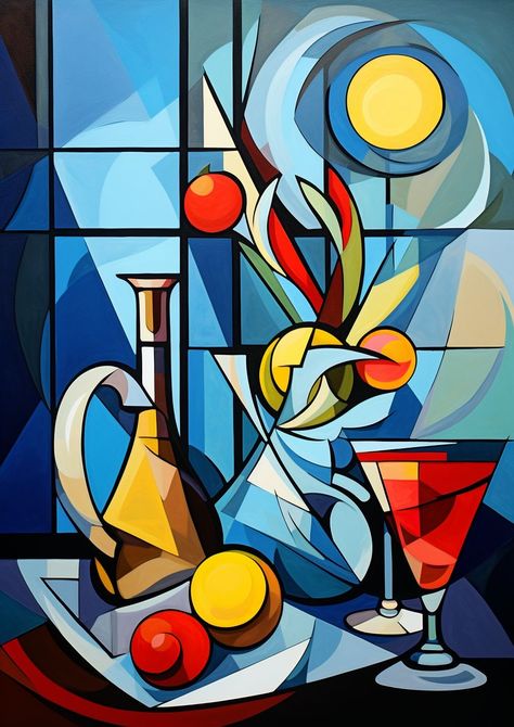 Colorful Acrylic Painting, Modern Cubism, Kandinsky Art, Modern Artwork Abstract, Cubist Art, Abstract Art Painting Techniques, Lines And Shapes, Cubism Art, Arte Van Gogh