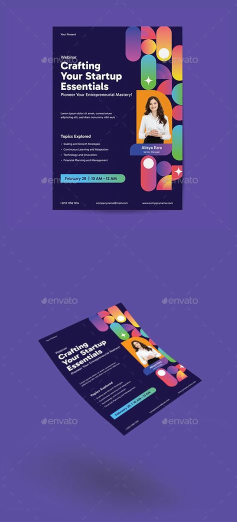 Gradient Geometric Webinar Flyer Webinar Flyer, Webinar Design, Geometric Gradient, Growth Strategy, Modern Graphic Design, Graphic Design Branding, Financial Planning, Print Templates, Branding Design