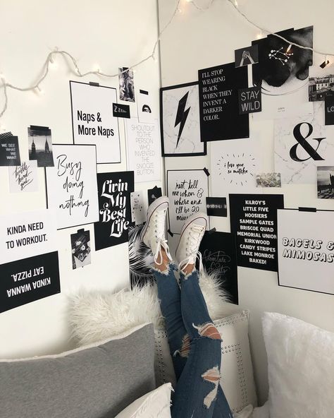 Aesthetic Blanco, Tumblr Rooms, Dorm Room Inspiration, Dekorasi Kamar Tidur, Room Goals, Bedroom Black, Trendy Bedroom, Teen Bedroom Decor, Teen Room