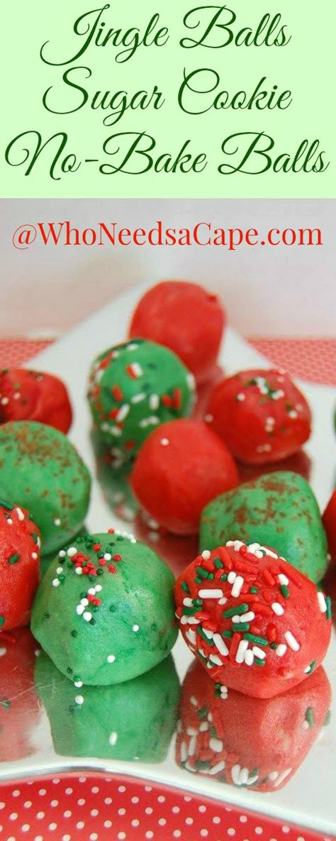 Jingle Balls really are No Bake Sugar Cookie Balls. You’re going to love these delish treats around Christmas (and all year). Santa has asked for these to be left on his plate this year! #nobake #christmastreat #christmas #holiday #sugarcookie #cookie #treat #holidayseason Sugar Cookie Balls, Cake Batter Truffles, Personalized Presents, No Bake Sugar Cookies, Cookie Balls, Griswold Family, Xmas Treats, Christmas Pj, Cookie Ball