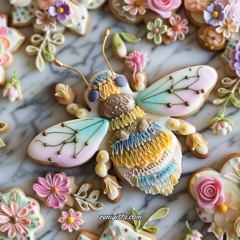 Cottagecore Cookies, Cookie Puzzle, Bee Cookies, Spring Baking, Ultimate Cookies, Sugar Cookie Icing, I Love Bees, Sugar Icing, Spring Cookies