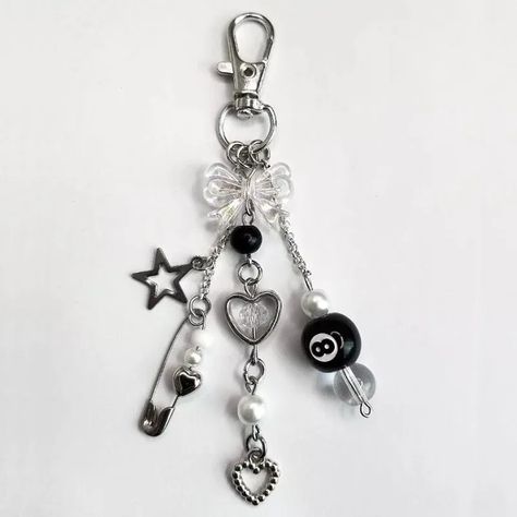 handmade 8 ball Keychain Bag Charm Aestheti - AliExpress 36 8 Ball Keychain, Handmade Bead Jewellery, Cat Phone, Silver Keychain, Bottle Charms, 8 Ball, Keychain Bag, Phone Strap, Beaded Keychains