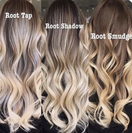 What is a root tap, root Smudge, root melt?? - Refined Beauty Shades Of Blonde Hair, Root Melt, Root Shadow, Tan Skin Blonde Hair, Redken Hair Color, Balayage Blond, Color Rubio, Balayage Technique, Redken Hair Products