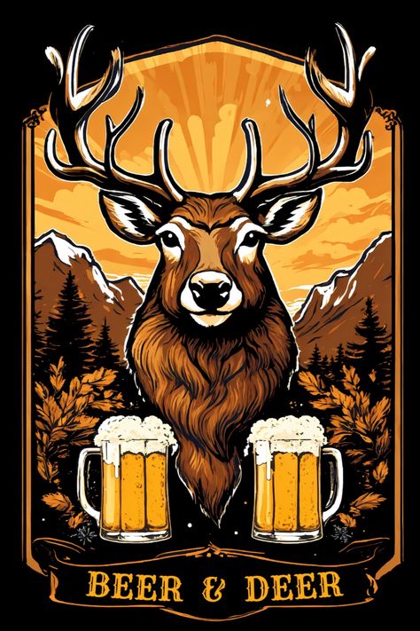 Beer And Deer T-Shirt Beer Deer, Beer Wallpaper, Doodles Ideas, Cricut Svgs, Fall Wallpapers, Hunting Design, Graphic Tshirt Design, Cute Disney Wallpaper, Fall Wallpaper