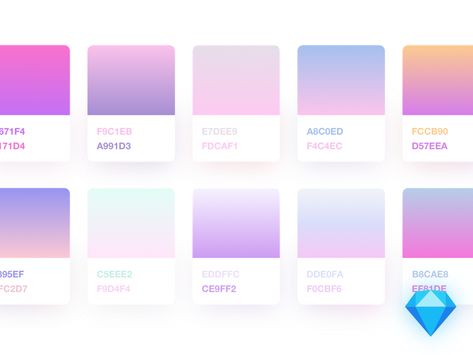 Gradients.Sketch Freebie Gradient Color Design, Light Aesthetic, Flat Ui, Aesthetic Color, Hex Color Palette, Color Palette Design, Design App, Form Design, Hex Colors