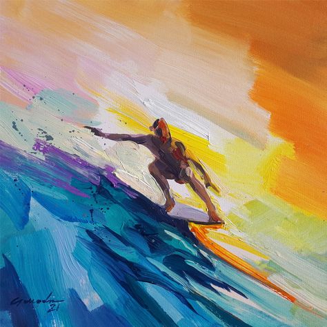 Acrylic Surf Painting, Surfer Art Paintings, Abstract Surfer Painting, Abstract Surf Art, Surfer Painting Easy, Surfing Drawing, Surfing Artwork, Surfing Painting, Surf Art Painting