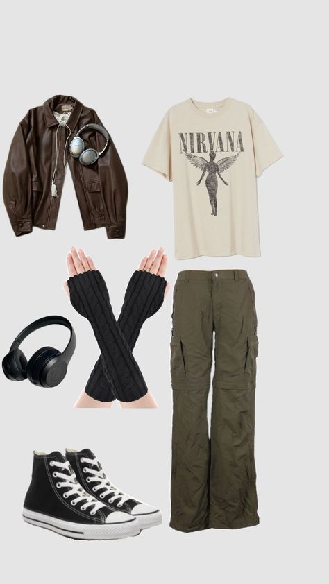 Outfit #outfit #nirvana Cute Nirvana Outfits, Nirvana Inspired Outfits, Wallows Concert Outfit, Nirvana Outfit, Baggie Jeans Outfit, Wallows Concert, Nirvana Hoodie, New Year Better Me, Band Outfits