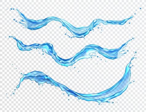 Water splash, flowing water realistic is... | Free Vector #Freepik #freevector #water #splash #drop #flow Stream Of Water Drawing, Flowing Water Tattoo, Stream Drawing, Water Splash Vector, Room Deodorizer, Water Stream, Water Tattoo, Wave Illustration, Banana Milkshake