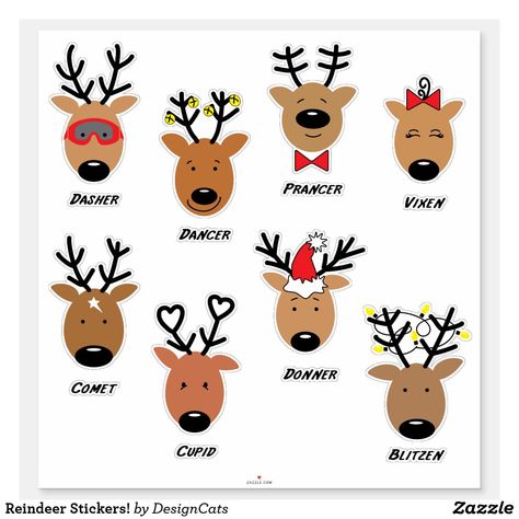 Christmas Reindeers, 8 Reindeer, Reindeer Drawing, Thumbprint Art, Reindeer Names, Santa's Reindeer, Christmas Ideas Gifts, Reindeer Face, Stocking Holder