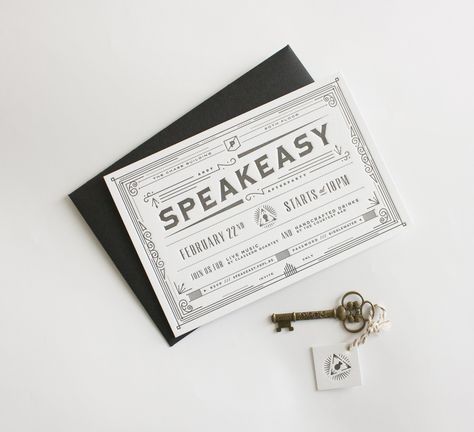 Secret Society Invitation, Speakeasy Branding, Speakeasy Invitation, Speakeasy Invitations, Speakeasy Wedding, Prohibition Party, 1920s Speakeasy, Speakeasy Party, Menue Design