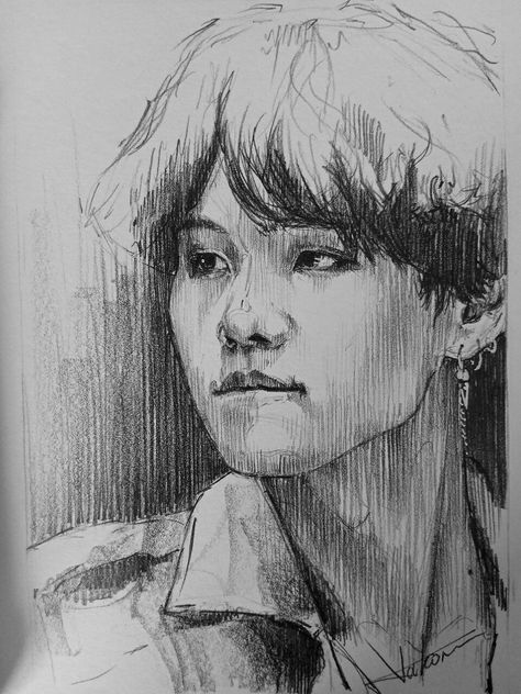 Suga Drawing Sketch, Human Face Sketch, Hope Drawing, Rm Suga, Pencil Sketch Images, Animation Art Sketches, Jungkook V, Art Drawings Sketches Pencil, Celebrity Drawings