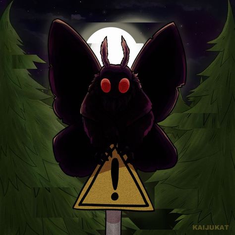 Mothman Art Cute, Mothman Art Scary, Moth Man Painting, Mothman Fallout 76, Cryptidcore Art, Mothman Painting, Moth Man Art, Cute Mothman Art, Mothman Pfp