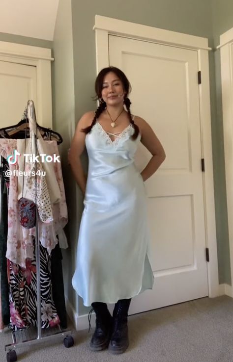 @fleurs4u on tiktok vintage slip dress, zara combat boots Vintage Slip Dress, Vintage Slip, Dress Zara, Vintage Slips, Combat Boots, Slip Dress, Zara, Boots