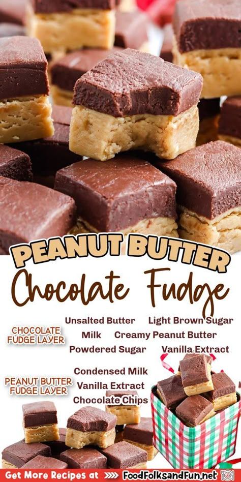 The fudge is genuinely a no-fail recipe that comes out rich and creamy every time. Folks just can’t resist sinking their teeth into a piece of this chocolate peanut butter fudge! Chocolate Peanut Butter Fudge Recipe, Best Chocolate Fudge Recipes, Holiday Cooking Ideas, Grinch Movie Night, Peanut Butter Chocolate Fudge, Creamy Peanut Butter Fudge, Snickers Fudge, Maple Fudge, Food Ideas Appetizers