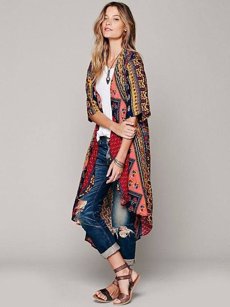 Kimono Styles, Tenun Ikat, Kimono Outfit, Mode Hippie, Mode Kimono, Outfit Street, Estilo Hippie, Stil Boho, Nice Outfits