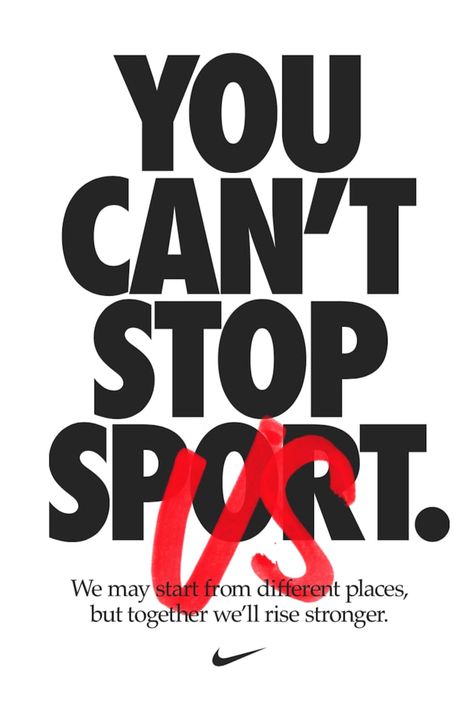 Watch the Nike "You Can't Stop Us" Campaign July 2020 Nike Manifesto, Typography Campaign, Nike Advertisement, Nike Campaign Design, Nike Graphic Design Poster, Nike Typography Posters, Neon Sports Poster, Brand Positioning Statement, Typography Ads