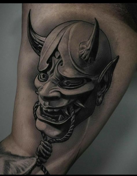 Hanya Mask Tattoo Design Black And Grey, Hanya Mask Tattoo Design, Oni Mask Tattoo Design Ideas, Hannya Mask Tattoo Design, Mascara Hannya, Hanya Mask Tattoo, Japanese Skull, Mask Tattoos, Mascara Oni