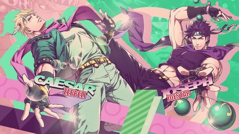 Caesar Wallpaper, Caesar Joseph, Joseph And Caesar, Joseph Caesar, Joseph X Caesar, Battle Tendency, Johnny Joestar, Jojo's Adventure, Joseph Joestar