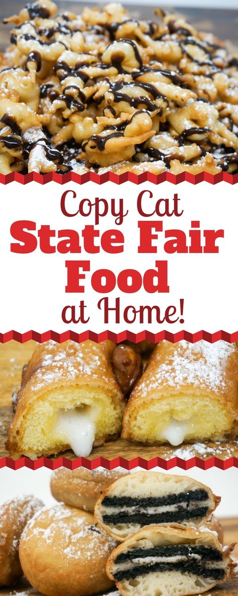 Fair Foods At Home, State Fair Food Recipes, Deep Fried Fair Food, Carnival Eats Recipes, Fried Twinkies, Deep Fried Desserts, Restaurant Recipes Famous, Deep Fried Recipes, Fair Foods