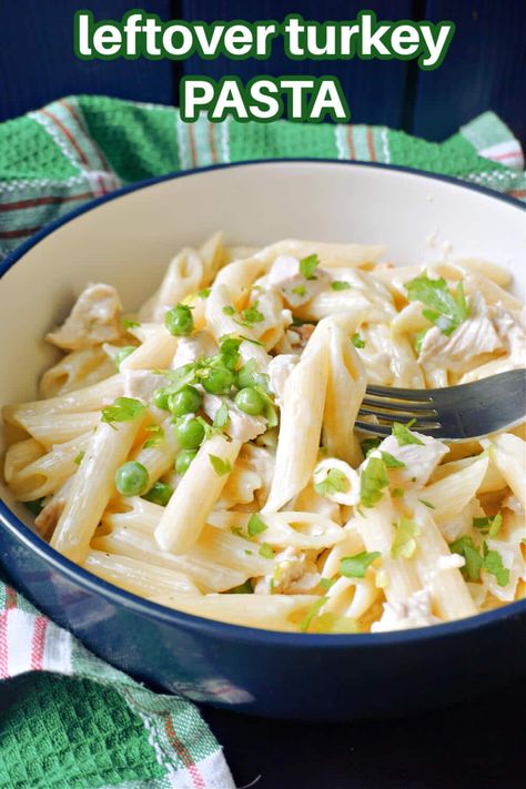 Turkey Alfredo Pasta Recipes, Turkey Meat Pasta, Pasta With Turkey Meat, Creamy Turkey Pasta, Pasta With Leftover Turkey, Turkey Pasta Recipes, Leftover Turkey Pasta, Turkey Crockpot, Turkey Crockpot Recipes