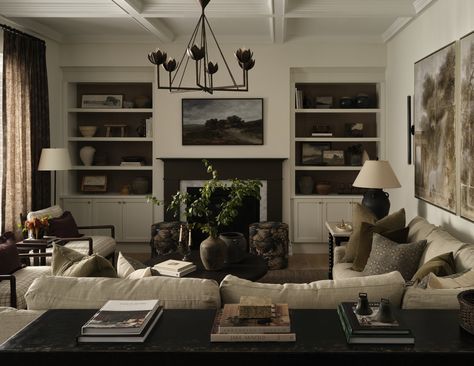 Bria Hammel Living Room, Back Door In Living Room, Mcgee Home Living Room, Ralph Lauren Living Room, Traditional Living Room Design, Tiffany Leigh Design, Accent Living Room, Chic Nostalgia, Moody Living Room