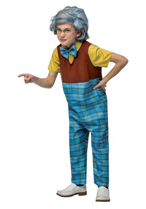 Grandpa Costume, Old Man Costume, Light Blue Bow Tie, Blue Plaid Pants, Clever Halloween, Clever Halloween Costumes, Grandpa Funny, Halloween Costume Shop, Boy Halloween Costumes