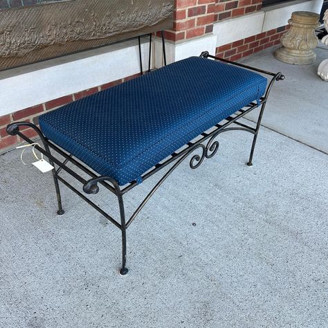 Outdoor wrought iron bench with cushion 45” x 19 1/2” x 20 1/2” for $190 Wrought Iron Bench, Bench With Cushion, Iron Bench, Wrought Iron, Boston, Bench, Cushions