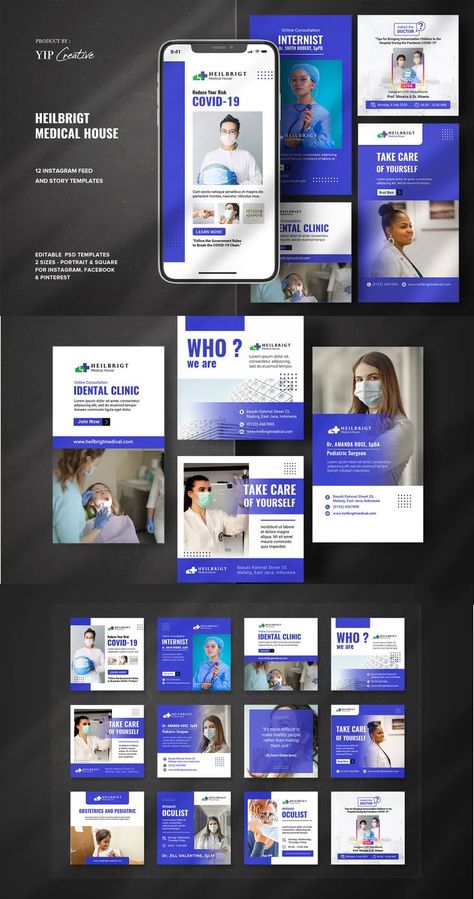 Medical Care Clinic Instagram Feed Story Template PSD Medical Instagram Template, Medicine Instagram Feed, Medical Instagram Feed, Doctor Instagram Feed, Clinic Instagram Feed, Corporate Instagram Feed, World Doctors Day, Medical Instagram, Dental Poster