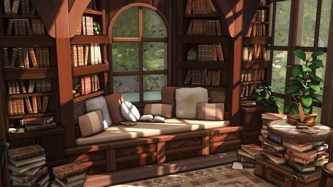 Sims House Aesthetic, Sims 4 Cozy House Interior, Sims 4 Book Nook, Ts4 Interior, Sims 4 Room Builds, Aesthetic Sims 4 House, Sims Interior Design, Sims 4 Houses Interior, Sims 4 Cozy Cottage