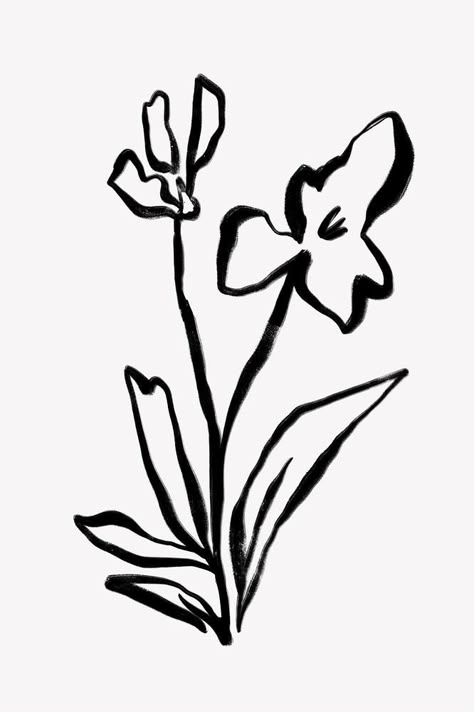 Handrawn Flower, Ink Flowers, Flower Aesthetic Line Art, Flower Scribble, Lineart Flowers Illustrations, Flower Print Black And White, Black And White Floral Illustration, Botanical Illustration Black And White, Floral Illustrations Black And White