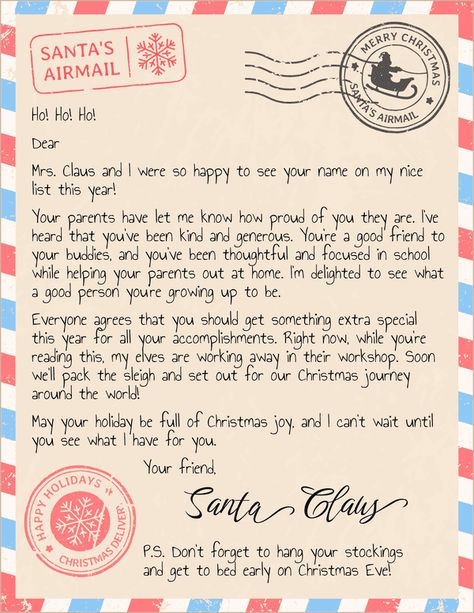 Quick & Easy Santa Letter Templates - Customize & Print for FREE Elf Santa Letters, Letters From Santa To Kids Ideas, Letters To Santa Ideas, From Santa Letter Printable, Diy Letter To Santa, Diy Santa Letter, Letter To Santa Ideas, Diy Santa Letter To Kid, Letter For Christmas