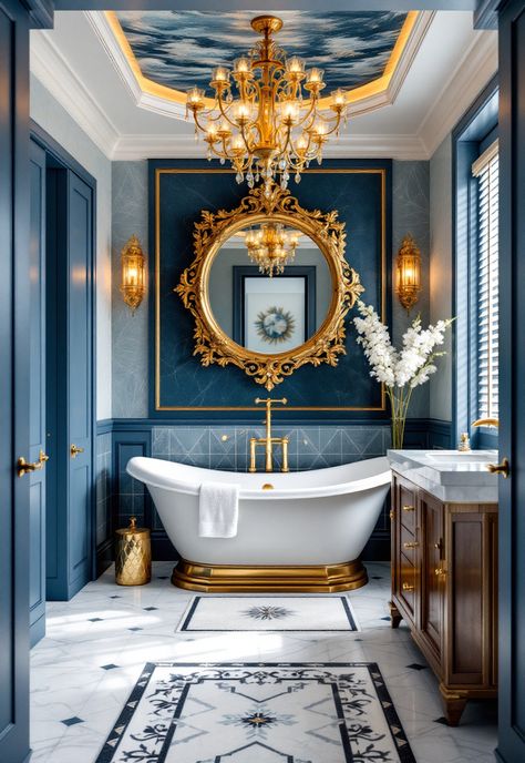 Coastal Modern Bathroom Coastal Modern Bathroom, Modern Bathroom Ideas, Agriculture Industry, Coastal Modern, Ornate Mirror, Coastal Retreat, Leisure Arts, Bathroom Refresh, Blue Bathroom