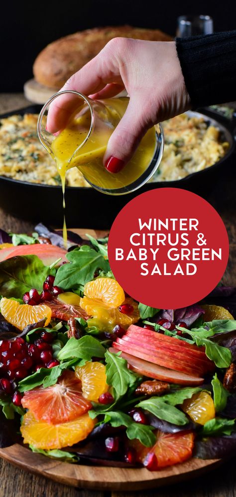 Winter Orange Salad, Orange Lettuce Salad, Citrus Pomegranate Salad, Salad Ideas Winter, Orange And Pomegranate Salad, Pomegranate Salad Recipes Thanksgiving, Pomegranate Orange Salad, Fall Salad With Pomegranate Seeds, Winter Lettuce Salad