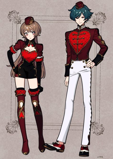 Circus Oc Art, Circus Character Design, Anime Circus, Circus Outfits, Circus Characters, 캐릭터 드로잉, 영감을 주는 캐릭터, Character Design References, Fantasy Clothing