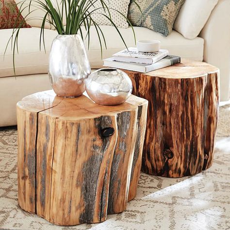 How to Make a Pottery Barn Reclaimed Wood Stump Table Tree Stump Coffee Table, Tree Trunk Coffee Table, Stump Coffee Table, Tree Trunk Table, Tree Stump Side Table, Reclaimed Coffee Table, Trunk Table, Stump Table, Wood Stumps