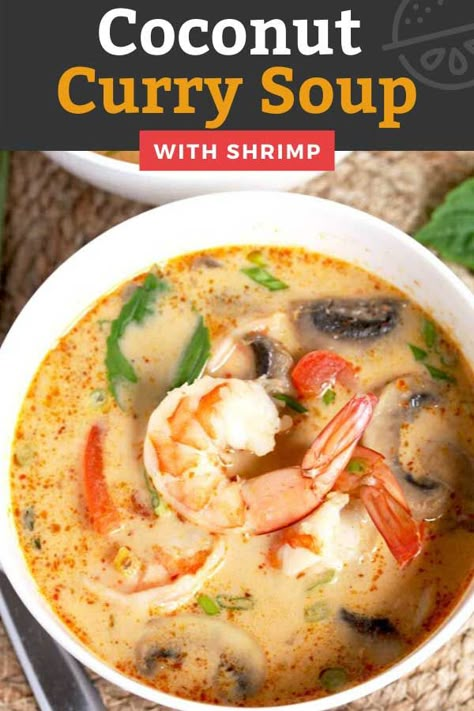 Soup Thai, Coconut Curry Soup, Thai Soup, Tasty Thai, Shrimp Soup, Shrimp And Vegetables, Sea Vegetables, Curry Soup, Red Curry Paste