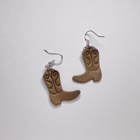 Cowboy Boot Clay Earrings | Western Style Earrings | Polymer Clay Polymer Clay Cowboy Boots, Cowboy Clay Earrings, Polymer Clay Cowboy Hat, Clay Cowboy Boot, Cowboy Earrings, Cowboy Boot Earrings, Boot Earrings, Earrings Western, Clay Magnets