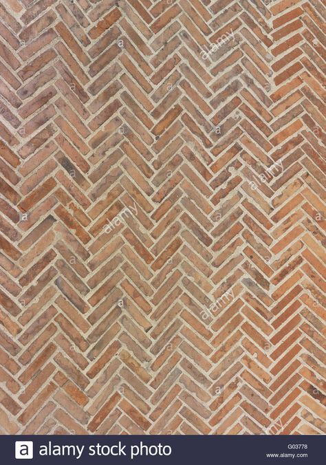 Download this stock image: real tuscany terracotta herringbone floor - G03778 from Alamy's library of millions of high resolution stock photos, illustrations and vectors. Terracotta Brick Floor, Terracotta Herringbone Floor, Herringbone Terracotta Floor, Brick Herringbone Floor, Herringbone Brick Pattern, Brick Tile Floor, Herringbone Brick Floor, Herringbone Brick, Mudroom Laundry