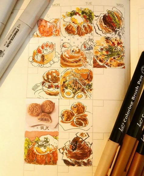 Food Drawing Sketches, Nao On Twitter, Food Sketches, 심플한 그림, Food Drawings, Food Artwork, Food Sketch, Food Illustration Art, Cute Food Drawings