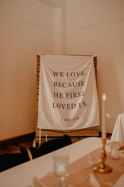 Bible Verse Tapestry Wedding, Pavilion Ceremony Decorations, Leaving Reception Ideas, Christian Wedding Backdrop, Wedding Signs Christian, Wedding Aesthetic Christian, Photo Background Wedding Booth Ideas, Small Dinner Wedding Ideas, Christian Ideas For Wedding