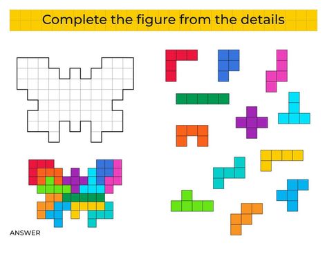 Butterfly Puzzle, Tetris Game, Paper Games, Math Projects, Educational Games For Kids, Fun Games For Kids, Maths Puzzles, Indoor Activities For Kids, Coding For Kids