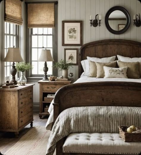 English Cottage Guest Bedroom, Country Charm Bedroom, European Country Bedroom Decor, Inspiring Living Room Ideas, Master Bedrooms French Country, Small Guest Bedroom Design, Craftsman Bedroom Ideas Master Suite, Small Bedroom Modern Design, Cottage Feel Home