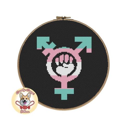 Pride Embroidery, Trans Lives Matter, Diy Pins, Trans Pride, Creative Stuff, Cross Patterns, Embroidery Ideas, Lives Matter, Cross Stitch Pattern