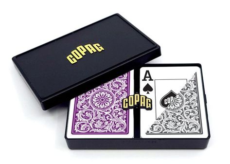 Copag 1546 Design 100% Plastic Playing Cards, Poker Size Jumbo Index Purple/Grey Double Deck Set Spade Symbol, Plastic Playing Cards, Cards Poker, Get Bent, Double Deck, Poker Cards, Family Game Night, Gold Letters, Plastic Storage