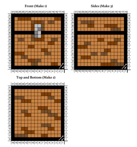 Minecraft Crochet Block Series: Part 2 – Minecraft Chest Block Pattern – HookStitchSew Minecraft Blocks Pattern, Minecraft Crochet Patterns, Minecraft Blanket, برق بنزين, Minecraft Chest, Minecraft Crochet, Graph Crochet, Pixel Crochet, Pixel Art Grid