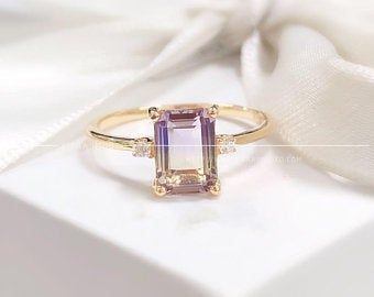 Ametrine Ring, Cute Engagement Rings, Emerald Cut Rings, Semi Precious Gems, Emerald Engagement Ring Cut, Amethyst Jewelry, Tourmaline Ring, Amethyst Purple, Proposal Ring