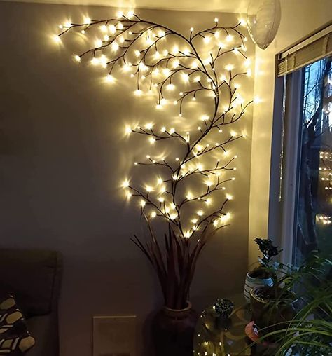 GOESWELL Enchanted Willow Vine, Christmas Decorations Flexible DIY Vines with Lights, 144 LEDs Vines for Room Decor, 7.5FTt Willow Vine Lights for Wall Bedroom Living Room Home Decor (No Remote) Vines With Lights, Diy Vines, Vines For Room, Vine Lights, Lights For Wall, Fairytale Bedroom, Tree Branch Wall, Light Garden, Led Tree